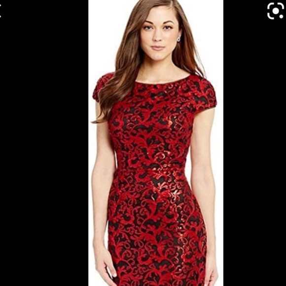NWT! GORGEOUS ANTONIO MELANI RED AND BLACK LACE OVERLA… - Picture 4 of 13